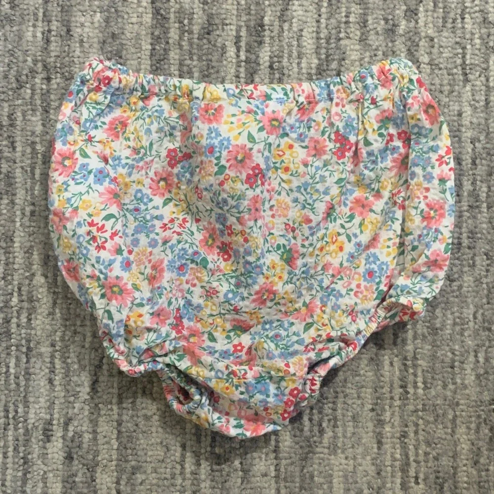 Vintage Ralph Lauren Floral Dress Bloomer Set Cotton‎ White Collar Girl 9M